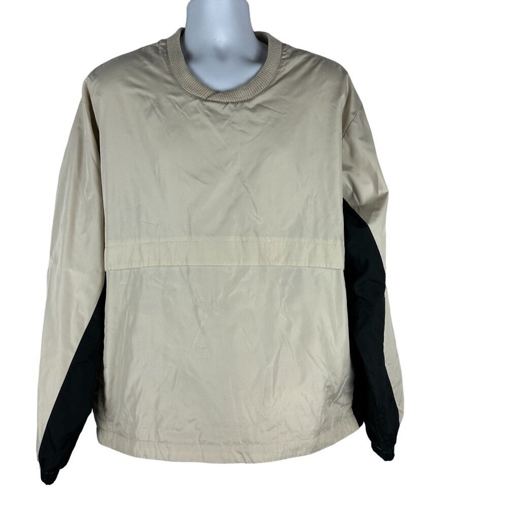 Dockers Golf Windbreaker Jacket Size L Mens Beige & Black Polyester